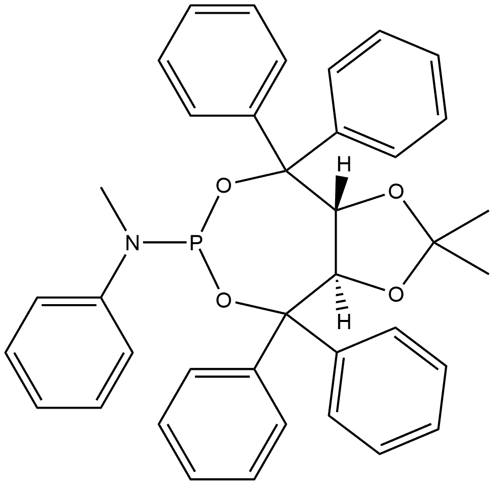 (3aR,8aR)-N,2,2-Trimethyl-N,4,4,8,8-pentaphenyltetrahydro-[1,3]dioxolo[4,5-e][1,3,2]dioxaphosphepin-6-amine Structure