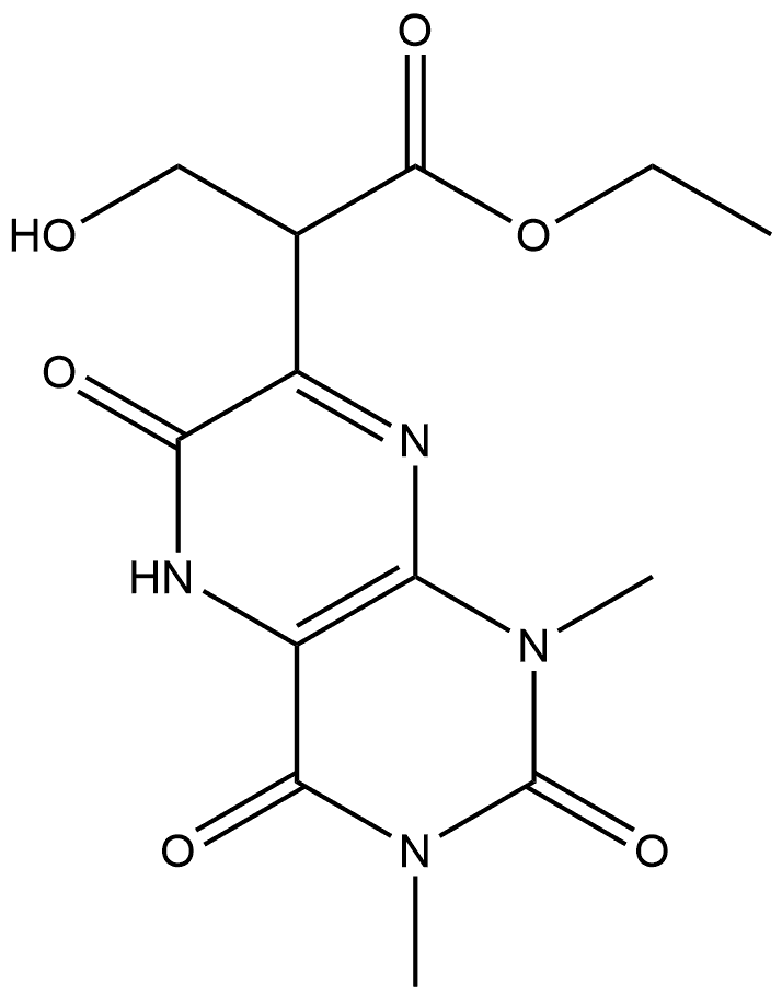 7-?Pteridineacetic acid, 1,?2,?3,?4,?5,?6-?hexahydro-?α-?(hydroxymethyl)?-?1,?3-?dimethyl-?2,?4,?6-?trioxo-?, ethyl ester (9CI) 구조식 이미지