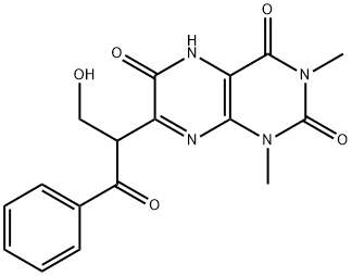 2,?4,?6(3H)?-?Pteridinetrione, 1,?5-?dihydro-?7-?[1-?(hydroxymethyl)?-?2-?oxo-?2-?phenylethyl]?-?1,?3-?dimethyl- (9CI) Structure