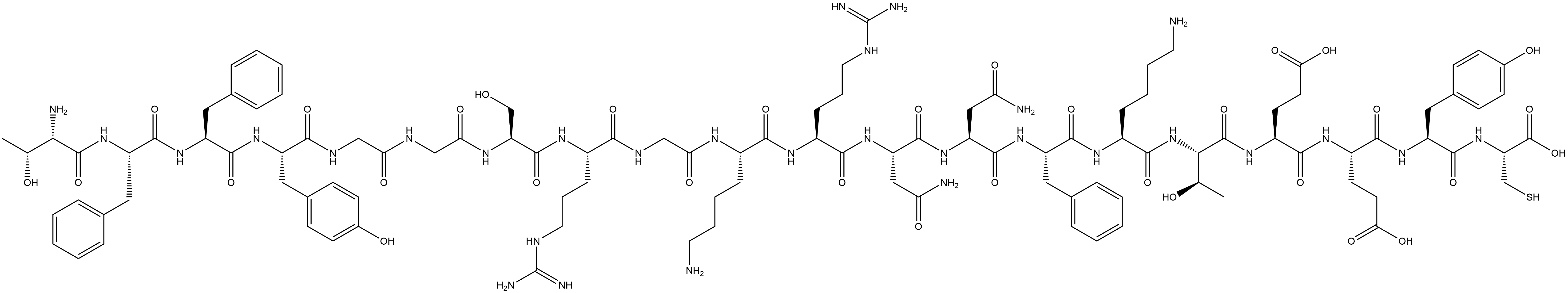 L-Cysteine, L-threonyl-L-phenylalanyl-L-phenylalanyl-L-tyrosylglycylglycyl-L-seryl-L-arginylglycyl-L-lysyl-L-arginyl-L-asparaginyl-L-asparaginyl-L-phenylalanyl-L-lysyl-L-threonyl-L-α-glutamyl-L-α-glutamyl-L-tyrosyl- Structure