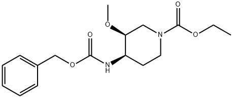 1-Piperidinecarboxylic acid, 3-methoxy-4-[[(phenylmethoxy)carbonyl]amino]-, ethyl ester, (3S,4R)- Structure