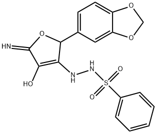 Benzenesulfonic acid, 2-?[2-?(1,?3-?benzodioxol-?5-?yl)?-?2,?5-?dihydro-?4-?hydroxy-?5-?imino-?3-?furanyl]?hydrazide Structure