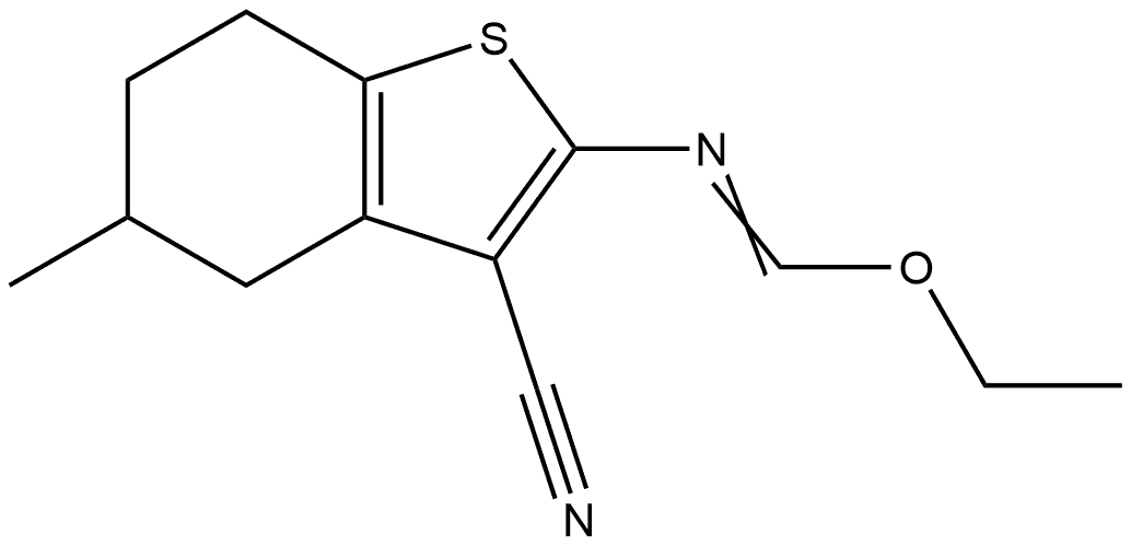 ethyl N-(3-cyano-5-methyl-4,5,6,7-tetrahydrobenzothiophen-2-yl)methanimidate Structure