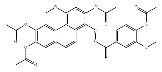 2-Propen-1-one, 1-[4-(acetyloxy)-3-methoxyphenyl]-3-[2,6,7-tris(acetyloxy)-4-methoxy-1-phenanthrenyl]- 구조식 이미지