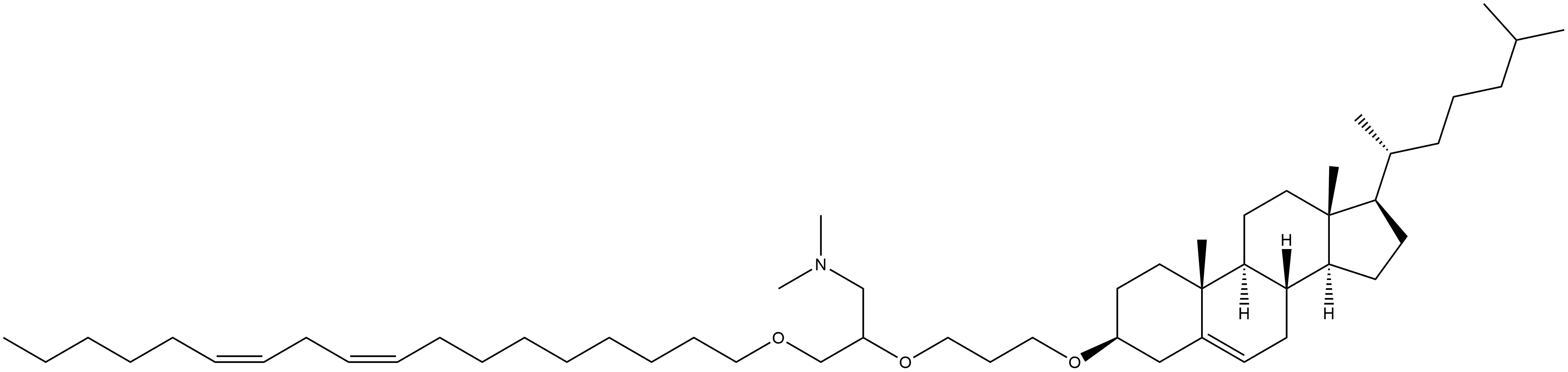 1-Propanamine, 2-[3-[(3β)-cholest-5-en-3-yloxy]propoxy]-N,N-dimethyl-3-[(9Z,12Z)-9,12-octadecadien-1-yloxy]- Structure