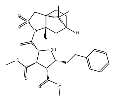 3,4-Pyrrolidinedicarboxylic acid, 2-(2-phenylethyl)-5-[[(3aR,6S,7aS)-tetrahydro-8,8-dimethyl-2,2-dioxido-3H-3a,6-methano-2,1-benzisothiazol-1(4H)-yl]carbonyl]-, 3,4-dimethyl ester, (2R,3R,4S,5R)- Structure