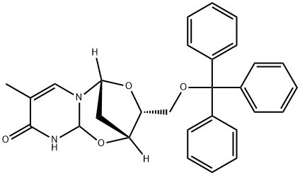 2,5-Methano-5H,9H-pyrimido[2,1-b][1,5,3]dioxazepin-9-one, 2,3,10,10a-tetrahydro-8-methyl-3-[(triphenylmethoxy)methyl]-, (2R,3R,5R)- 구조식 이미지