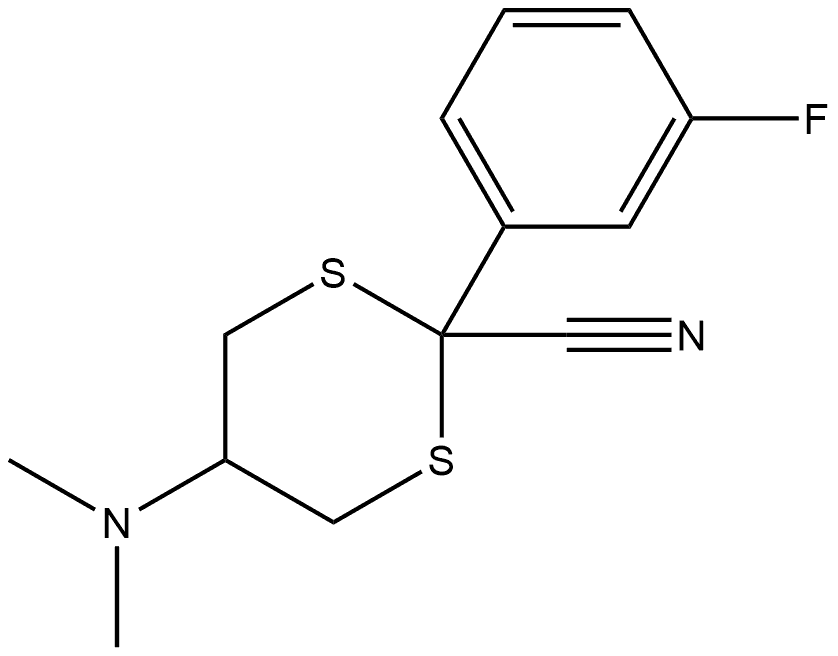 5-(Dimethylamino)-2-(3-fluorophenyl)-1,3-dithiane-2-carbonitrile 구조식 이미지