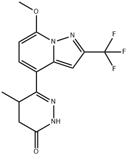 3(2H)-Pyridazinone, 4,5-dihydro-6-[7-methoxy-2-(trifluoromethyl)pyrazolo[1,5-a]pyridin-4-yl]-5-methyl- Structure