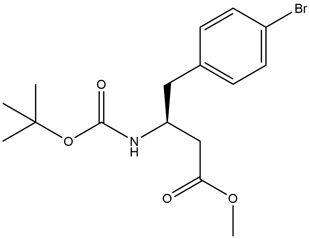 Benzenebutanoic acid, 4-bromo-β-[[(1,1-dimethylethoxy)carbonyl]amino]-, methyl ester, (βS)- Structure
