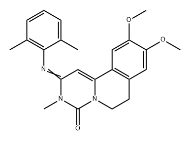 4H-Pyrimido[6,1-a]isoquinolin-4-one, 2-[(2,6-dimethylphenyl)imino]-2,3,6,7-tetrahydro-9,10-dimethoxy-3-methyl- 구조식 이미지