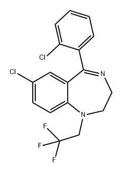 1H-1,4-Benzodiazepine, 7-chloro-5-(2-chlorophenyl)-2,3-dihydro-1-(2,2,2-trifluoroethyl)- Structure