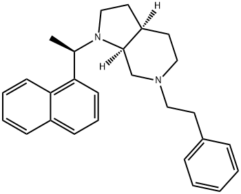 1H-Pyrrolo[2,3-c]pyridine, octahydro-1-[(1R)-1-(1-naphthalenyl)ethyl]-6-(2-phenylethyl)-, (3aR,7aS)- 구조식 이미지