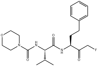 4-Morpholinecarboxamide, N-[(1S)-1-[[[(1S)-3-fluoro-2-oxo-1-(2-phenylethyl)propyl]amino]carbonyl]-2-methylpropyl]- Structure