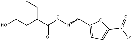Butanoic acid, 2-ethyl-4-hydroxy-, 2-[(5-nitro-2-furanyl)methylene]hydrazide Structure