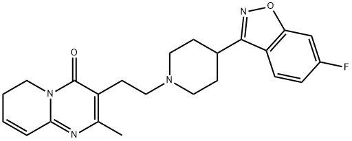 4H-Pyrido[1,2-a]pyrimidin-4-one, 3-[2-[4-(6-fluoro-1,2-benzisoxazol-3-yl)-1-piperidinyl]ethyl]-6,7-dihydro-2-methyl- 구조식 이미지
