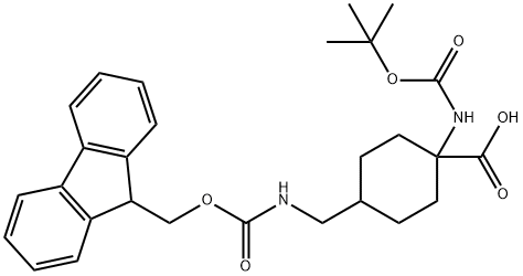 1-{[(tert-butoxy)carbonyl]amino}-4-[({[(9H-fluoren-
9-yl)methoxy]carbonyl}amino)methyl]cyclohexan
e-1-carboxylic acid Structure