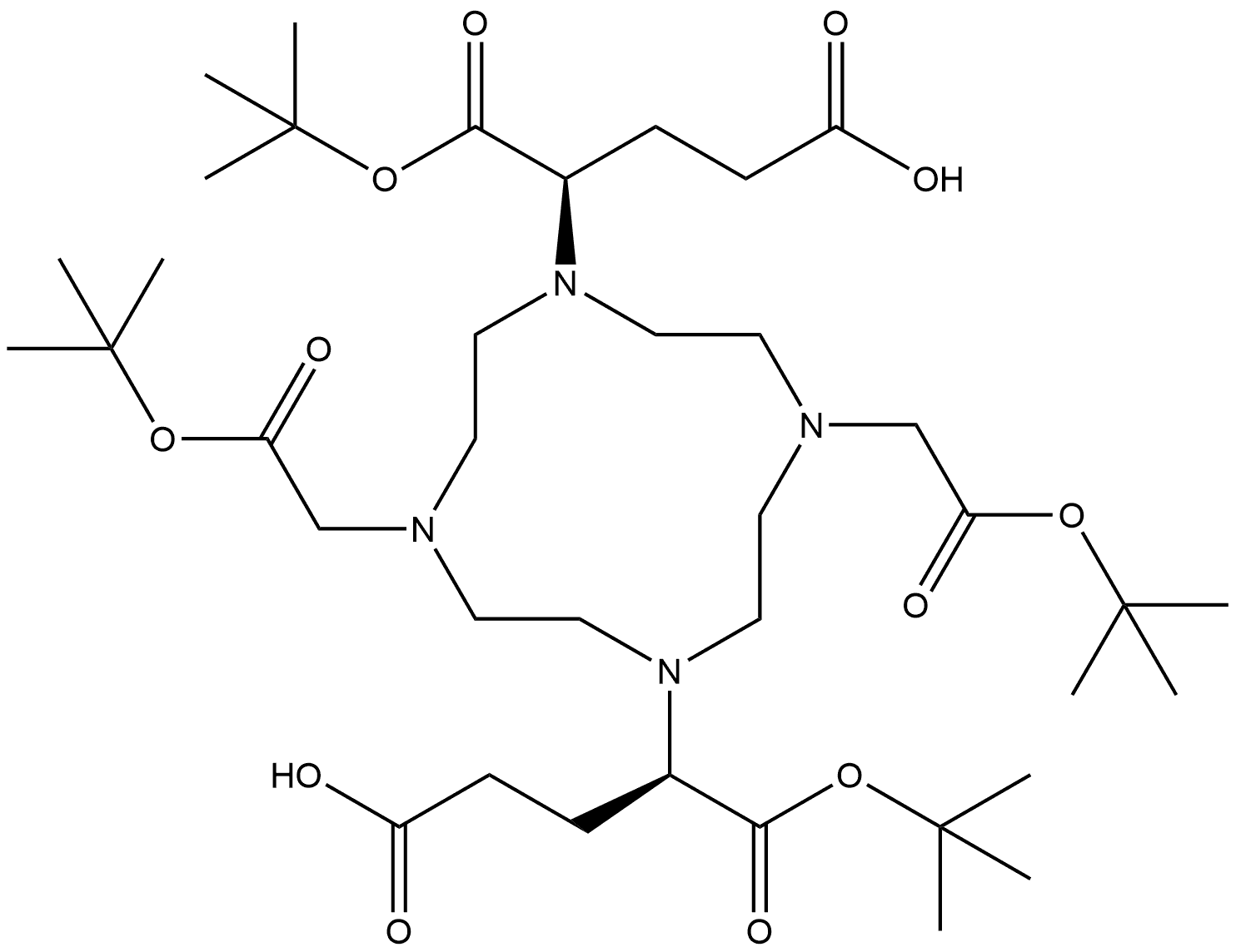 1,4,7,10-Tetraazacyclododecane-1,4,7-triacetic acid, 10-[(1R)-3-carboxy-1-[(1,1-dimethylethoxy)carbonyl]propyl]-α4-(2-carboxyethyl)-, 1,4,7-tris(1,1-dimethylethyl) ester, (α4R)- Structure