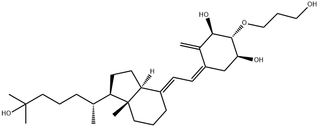 1,3-Cyclohexanediol, 2-(3-hydroxypropoxy)-4-methylene-5-[(2E)-2-[(1R,3aS,7aR)-octahydro-1-[(1R)-5-hydroxy-1,5-dimethylhexyl]-7a-methyl-4H-inden-4-ylidene]ethylidene]-, (1S,2R,3R,5Z)- 구조식 이미지