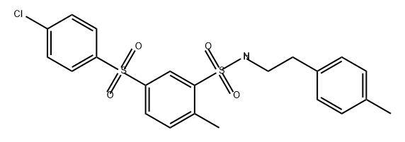 Benzenesulfonamide, 5-[(4-chlorophenyl)sulfonyl]-2-methyl-N-[2-(4-methylphenyl)ethyl]- 구조식 이미지