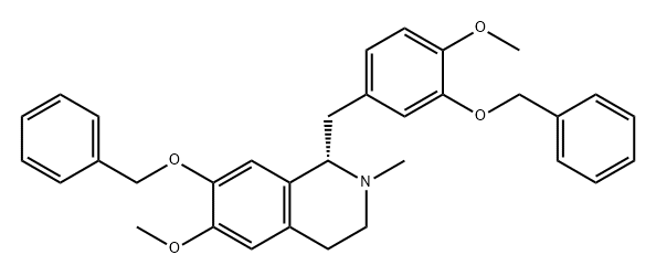 Isoquinoline, 1,2,3,4-tetrahydro-6-methoxy-1-[[4-methoxy-3-(phenylmethoxy)phenyl]methyl]-2-methyl-7-(phenylmethoxy)-, (S)- (9CI) 구조식 이미지