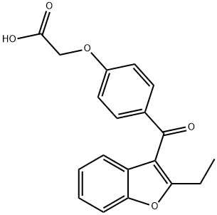 Acetic acid, 2-[4-[(2-ethyl-3-benzofuranyl)carbonyl]phenoxy]- 구조식 이미지