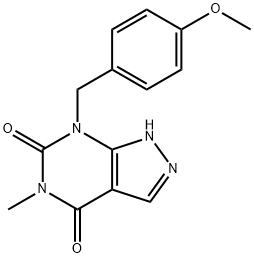 7-[4-methoxyphenyl)methyl]-5-methyl-1H-pyrazolo[3,4-d]pyrimidine-4,6(5H,7H)dione Structure