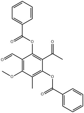 Benzaldehyde, 3-acetyl-2,4-bis(benzoyloxy)-6-methoxy-5-methyl- Structure