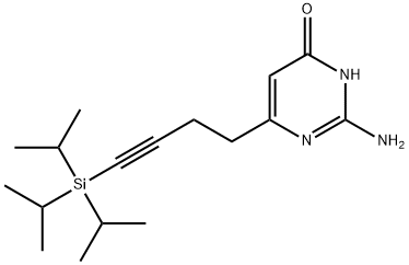 2-Amino-6-(4-(triisopropylsilyl)but-3-yn-1-yl)pyrimidin-4(3H)-one 구조식 이미지