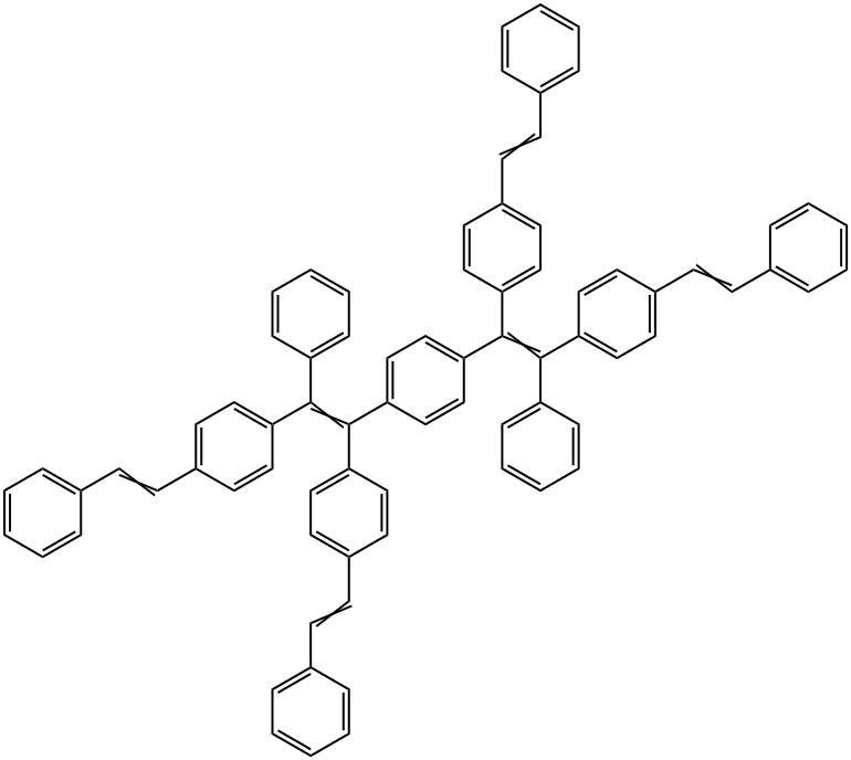 Benzene, 1,4-bis[2-phenyl-1,2-bis[4-(2-phenylethenyl)phenyl]ethenyl]- Structure