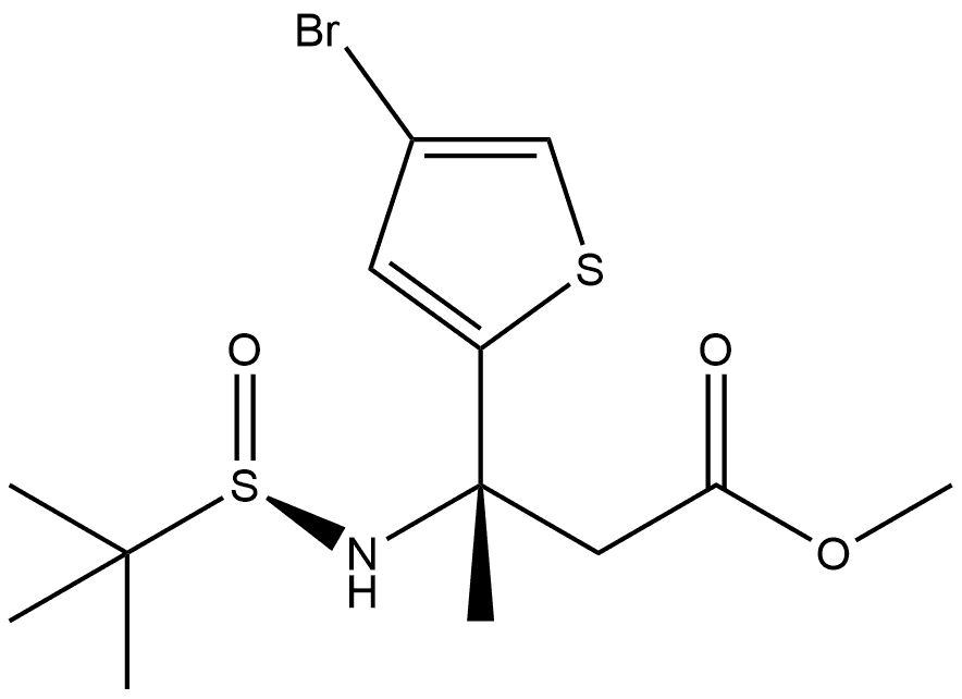 (S)-Methyl 3-(4-bromothiophen-2-yl)-3-((r)-1,1-dimethylethylsulfinamido)butanoate Structure