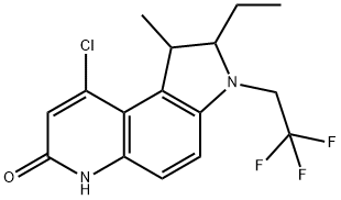 7H-Pyrrolo[3,2-f]quinolin-7-one, 9-chloro-2-ethyl-1,2,3,6-tetrahydro-1-methyl-3-(2,2,2-trifluoroethyl)- 구조식 이미지