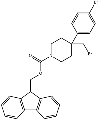 1-Piperidinecarboxylic acid, 4-(bromomethyl)-4-(4-bromophenyl)-, 9H-fluoren-9-ylmethyl ester Structure