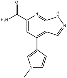 4-(1-Methyl-1H-pyrrol-3-yl)-1H-pyrazolo[3,4-b]pyridine-6-carboxamide Structure