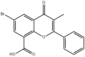 4H-1-Benzopyran-8-carboxylic acid, 6-bromo-3-methyl-4-oxo-2-phenyl- 구조식 이미지