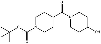 1-Piperidinecarboxylic acid, 4-[(4-hydroxy-1-piperidinyl)carbonyl]-, 1,1-dimethylethyl ester Structure