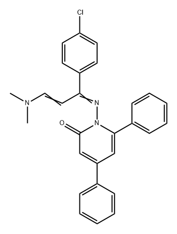 2(1H)-Pyridinone, 1-[[1-(4-chlorophenyl)-3-(dimethylamino)-2-propen-1-ylidene]amino]-4,6-diphenyl- Structure