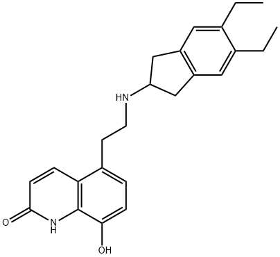 5-(2-((5,6-diethyl-2,3-dihydro-1H-inden-2-yl)amino)ethyl)-8-hydroxyquinolin-2(1H)-one Structure