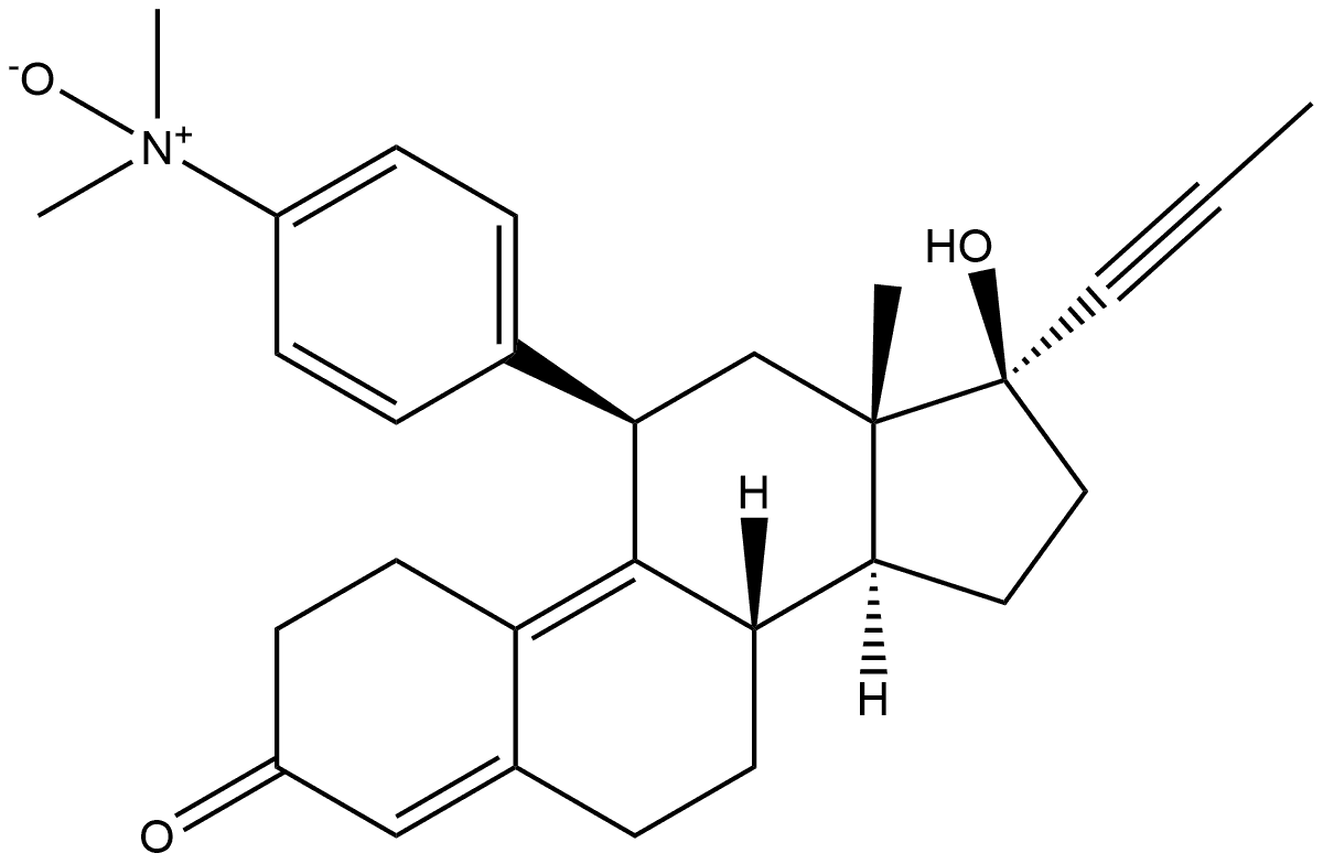 4-((8S,11R,13S,14S,17S)-17-hydroxy-13-methyl-3-oxo-17-(prop-1-yn-1-yl)-2,3,6,7,8,11,12,13,14,15,16,17-dodecahydro-1H-cyclopenta[a]phenanthren-11-yl)-N,N-dimethylaniline oxide Structure