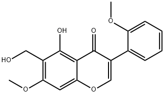 4H-1-Benzopyran-4-one, 5-hydroxy-6-(hydroxymethyl)-7-methoxy-3-(2-methoxyphenyl)- 구조식 이미지