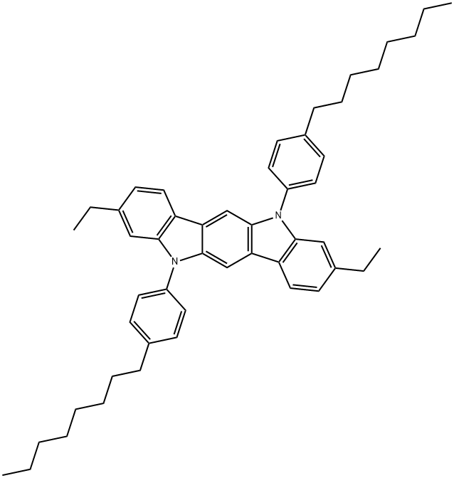 Indolo[3,2-b]carbazole, 3,9-diethyl-5,11-dihydro-5,11-bis(4-octylphenyl)- Structure