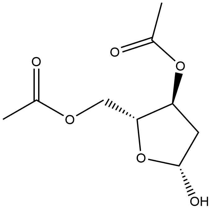 β-D-erythro-Pentofuranose, 2-deoxy-, 3,5-diacetate 구조식 이미지