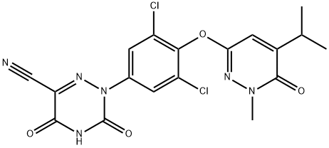 2-[3,5-Dichloro-4-[[1,6-dihydro-1-methyl-5-(1-methylethyl)-6-oxo-3-pyridazinyl]oxy]phenyl]-2,3,4,5-tetrahydro-3,5-dioxo-1,2,4-triazine-6-carbonitrile Structure