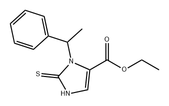 1H-Imidazole-4-carboxylic acid, 2,3-dihydro-3-(1-phenylethyl)-2-thioxo-, ethyl ester 구조식 이미지