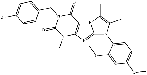 1H-?Imidazo[2,?1-?f]?purine-?2,?4(3H,?8H)?-?dione, 3-?[(4-?bromophenyl)?methyl]?-?8-?(2,?4-?dimethoxyphenyl)?-?1,?6,?7-?trimethyl- Structure