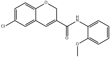 2H-1-Benzopyran-3-carboxamide, 6-chloro-N-(2-methoxyphenyl)- 구조식 이미지