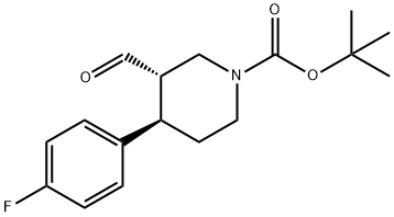 1-Piperidinecarboxylic acid, 4-(4-fluorophenyl)-3-formyl-, 1,1-dimethylethyl ester, (3S,4R)- Structure