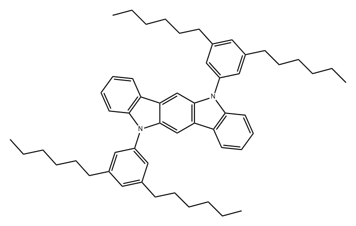 Indolo[3,2-b]carbazole, 5,11-bis(3,5-dihexylphenyl)-5,11-dihydro- Structure