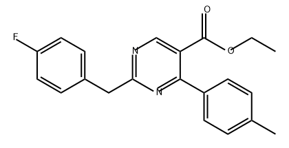 5-Pyrimidinecarboxylic acid, 2-[(4-fluorophenyl)methyl]-4-(4-methylphenyl)-, ethyl ester 구조식 이미지