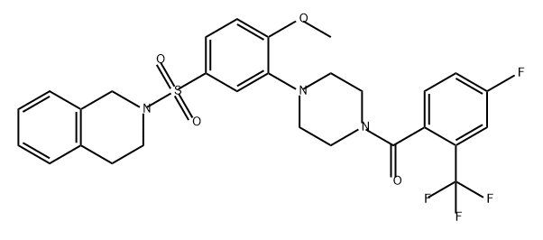 Methanone, [4-[5-[(3,4-dihydro-2(1H)-isoquinolinyl)sulfonyl]-2-methoxyphenyl]-1-piperazinyl][4-fluoro-2-(trifluoromethyl)phenyl]- Structure